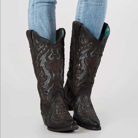 Corral Shoes - Corral snip toe genuine leather glitter boots